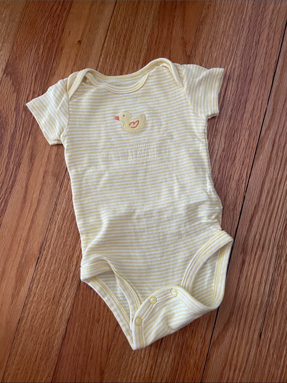 Carter's Yellow & White Striped Duck Appliqué One-Piece Bodysuit